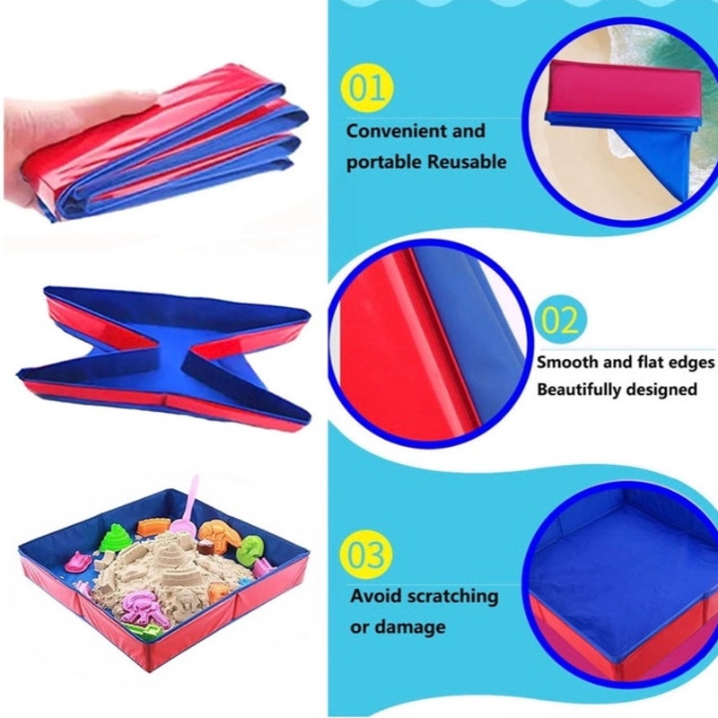 BRAND NEW ~ Blue Indoor Outdoor Beach Sand Table Square Foldable Sandbox Toy