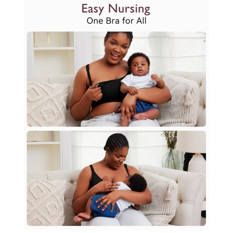 NWT ~ Momcozy Black Maternity Hands-Free Pumping Nursing Bra ~ Women's Size XL