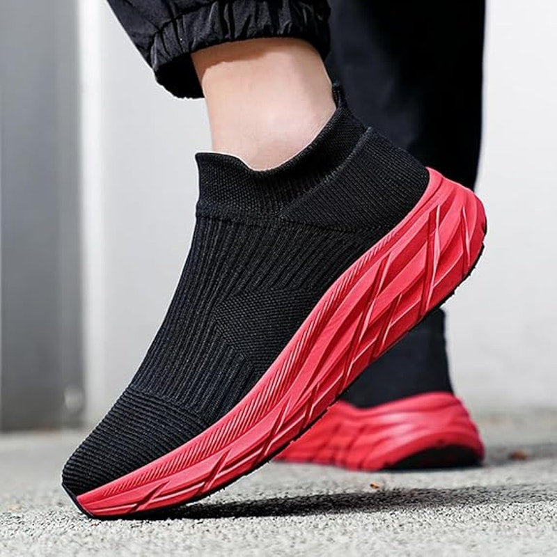 BRAND NEW ~ Unisex Black Mesh Slip On Sneakers Red Soles ~ Size 42 (11)