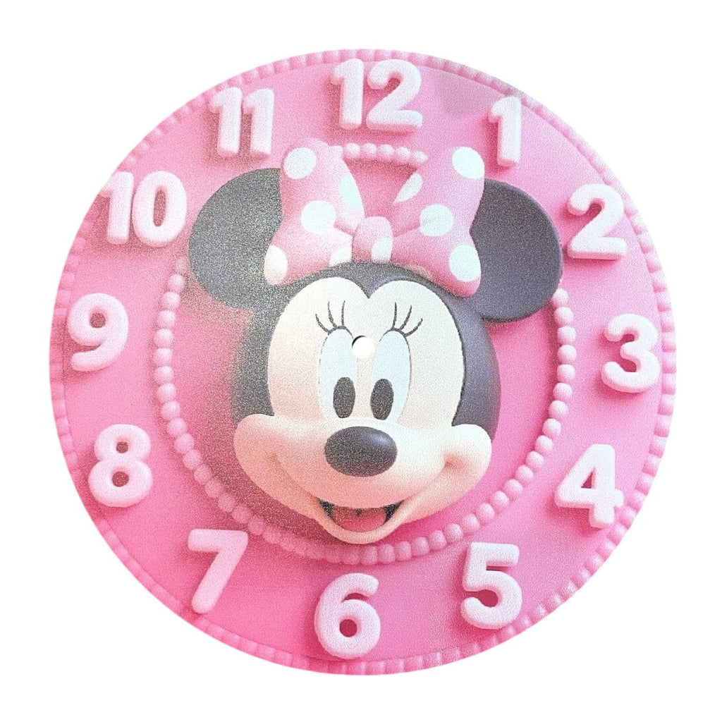 NWT ~ Minnie Mouse Pink & White Round Wall Clock ~ Girls Bedroom