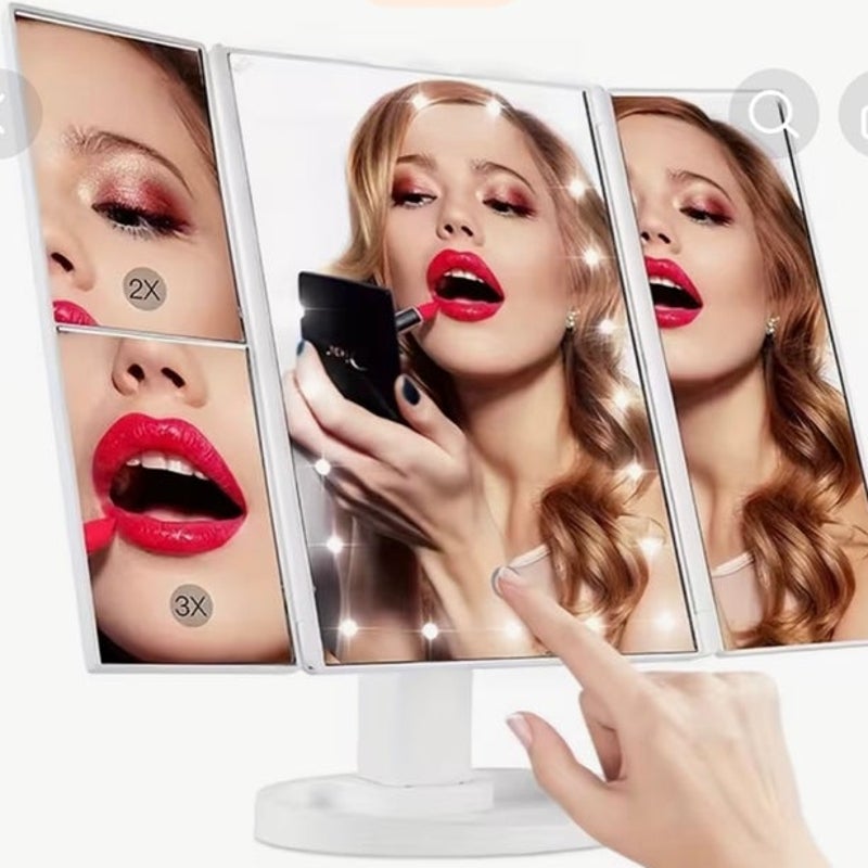 BRAND NEW ~ LED Vanity Mirror Foldable with Three Panels Magnification USB Power