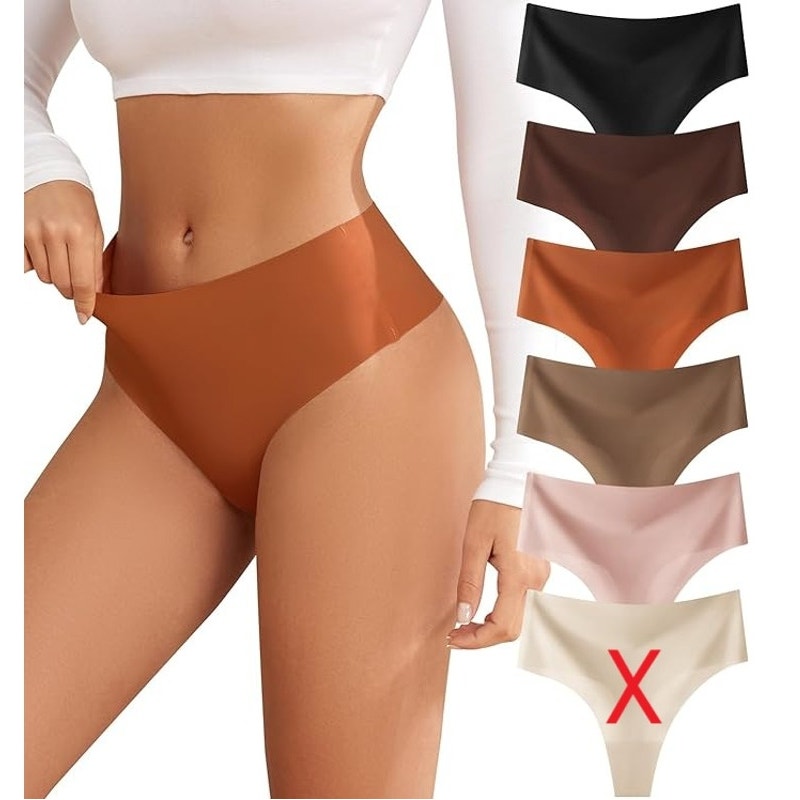 NWT ~ 5 Pack Sexy Muted Earth Tones High Waisted Invisible Seamless Thongs ~ M