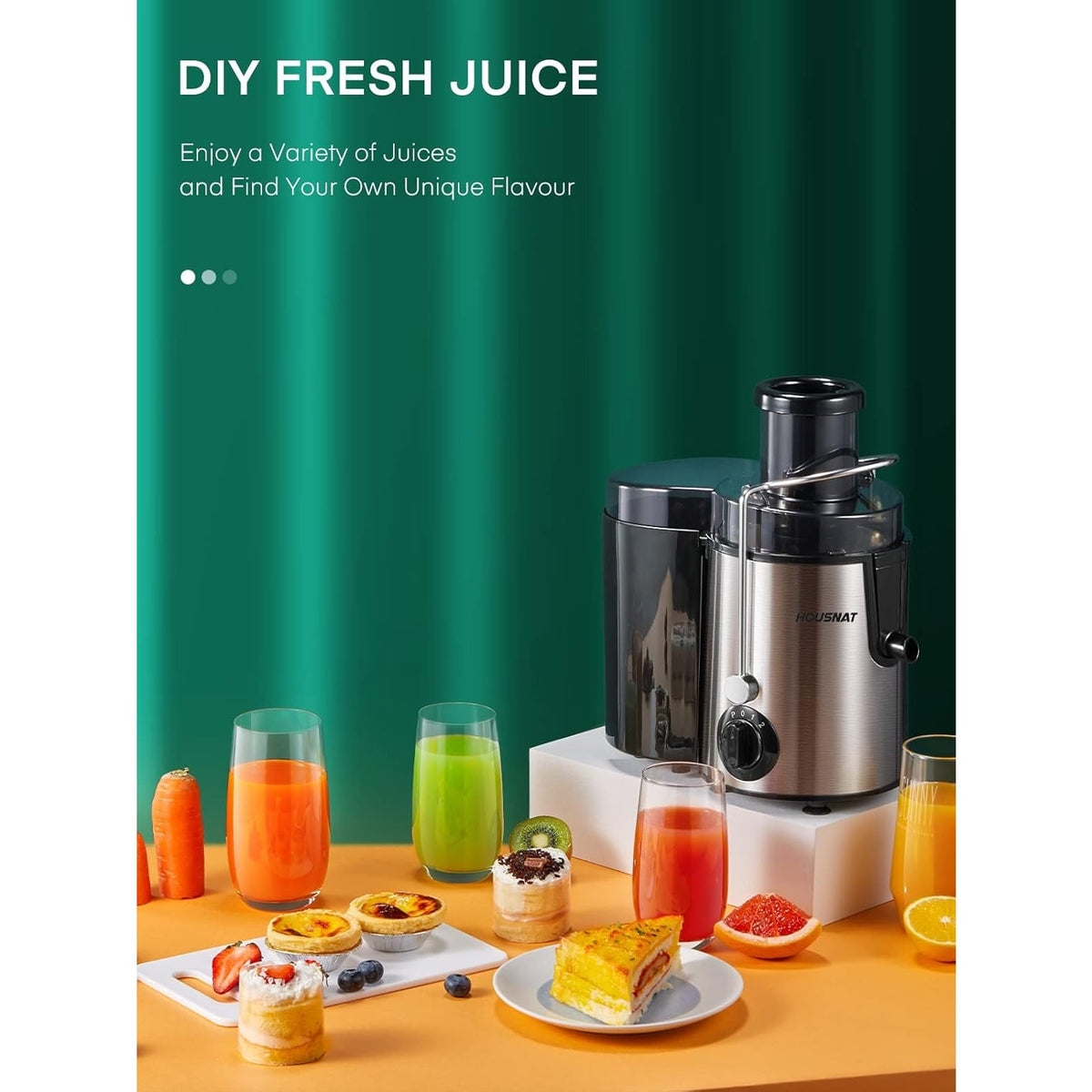 NWT ~ Black & Silver Centrifugal Juicer ~ Whole Fruit & Vegetables Extractor