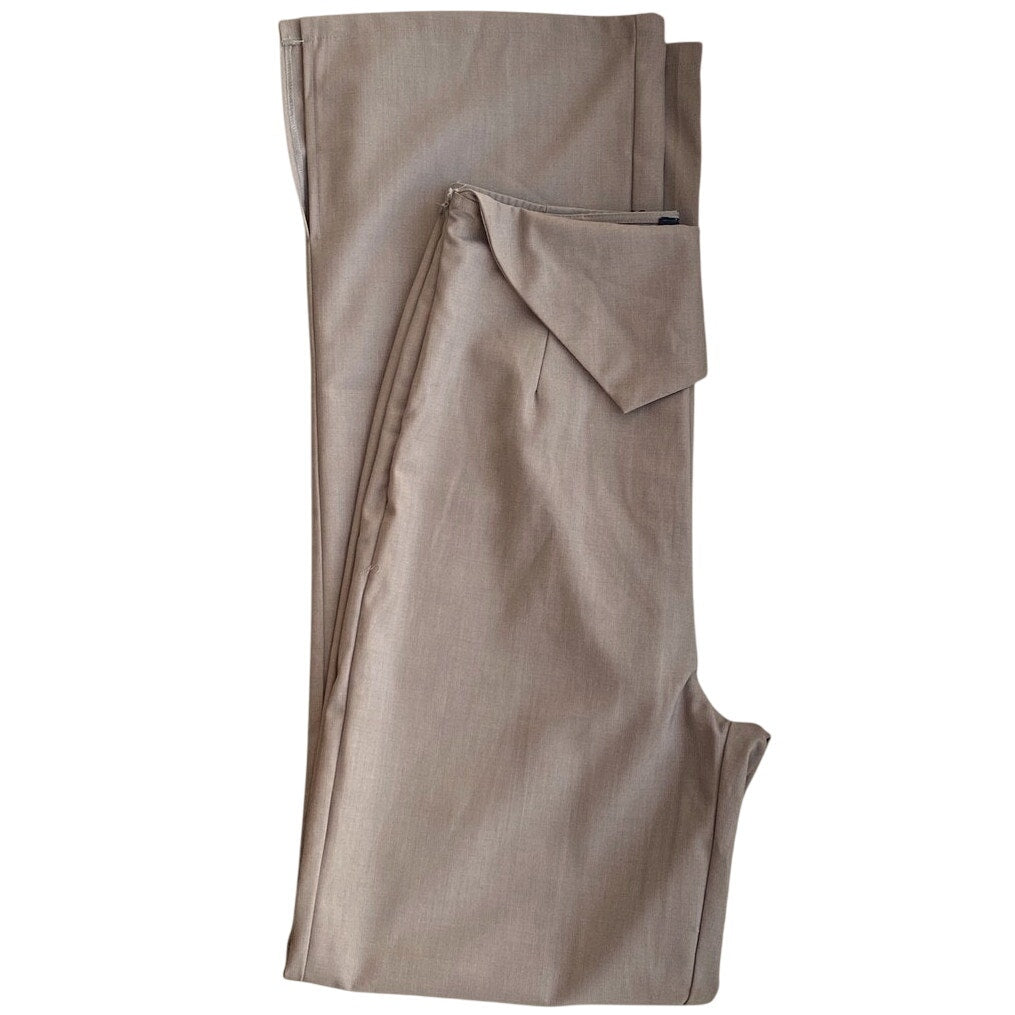 NWT ~ PRETTY LITTLE THING Tan Mushroom Fold Wide Leg Split Hem Trousers Pants ~6