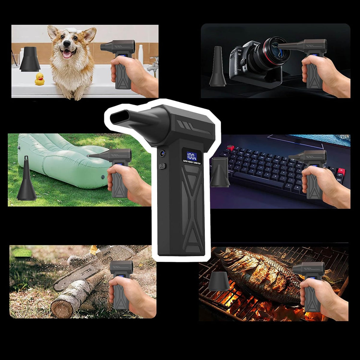 BRAND NEW ~ Multiple Purpose Rechargeable Air Polisher Tool Multi Nozzles LED