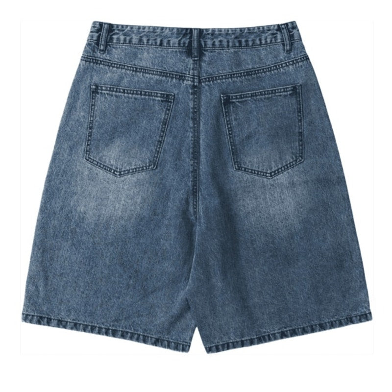 NWT ~ Men's Dark Blue Baggy Loose Fit Wide Leg Y2K Casual Denim Shorts ~ 36