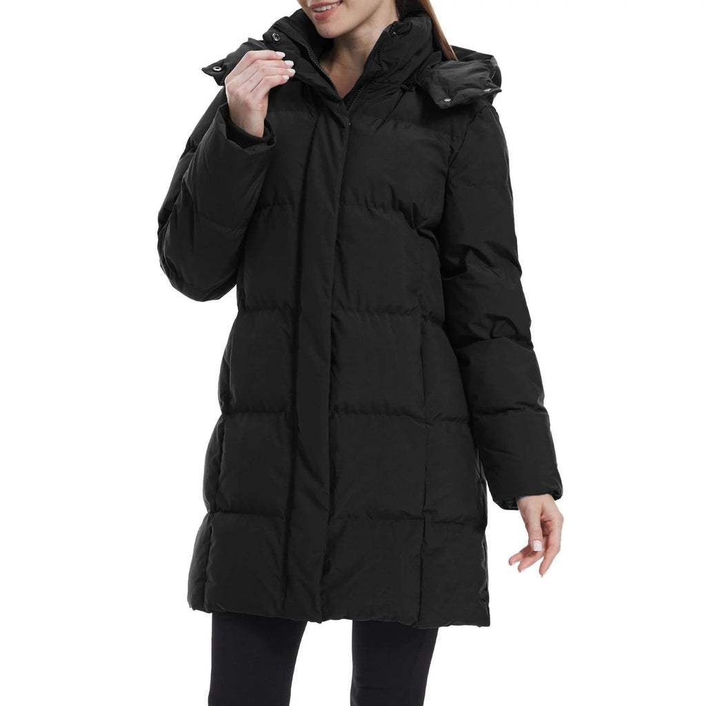 NWT ~ Women's Longer Black Quilted Coat Winter Puffer Jacket & Hood ~ SMALL