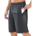NWT ~ Men's Dark Gray 10" Athletic Mesh Basketball Gym Shorts Zipper Pockets ~ L