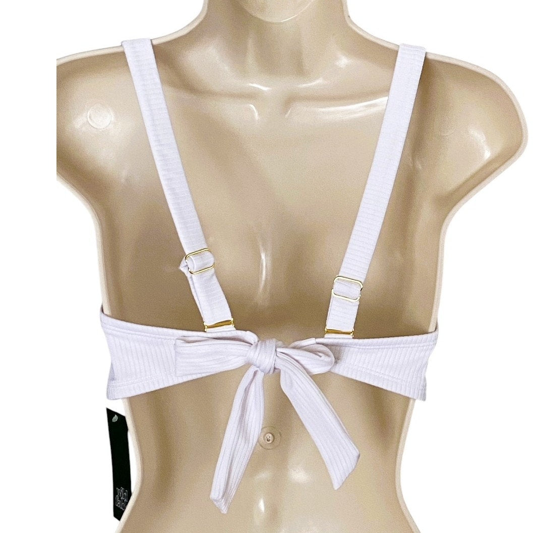 NWT ~ Wild Fable White Ribbed Bralette Bikini Swimsuit Top ~ Size D/DD 8-10