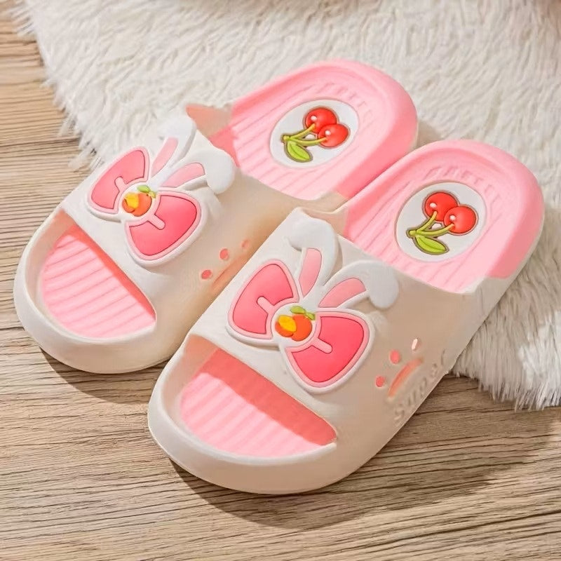 NWT ~ Girls Pink & White Summer Beach Slides Sandals ~ Youth Size 12.5-13.5