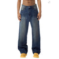 NWT ~ Men's Wide Leg Denim Dk Blue Jeans Y2K Loose Fit 90s Streetwear Pants ~ 2X