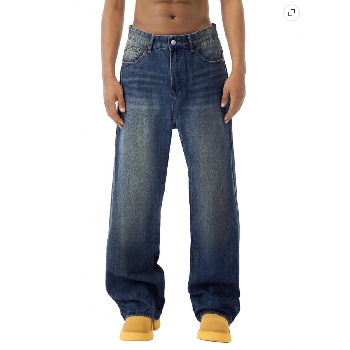 NWT ~ Men's Wide Leg Denim Dk Blue Jeans Y2K Loose Fit 90s Streetwear Pants ~ 2X