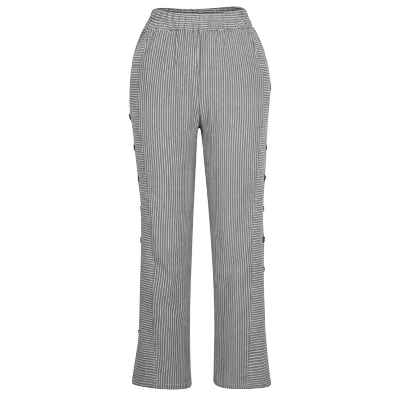 NWT ~ Women's Black Stripe Wide Leg Casual Loose Pockets Pants Trousers ~ LARGE