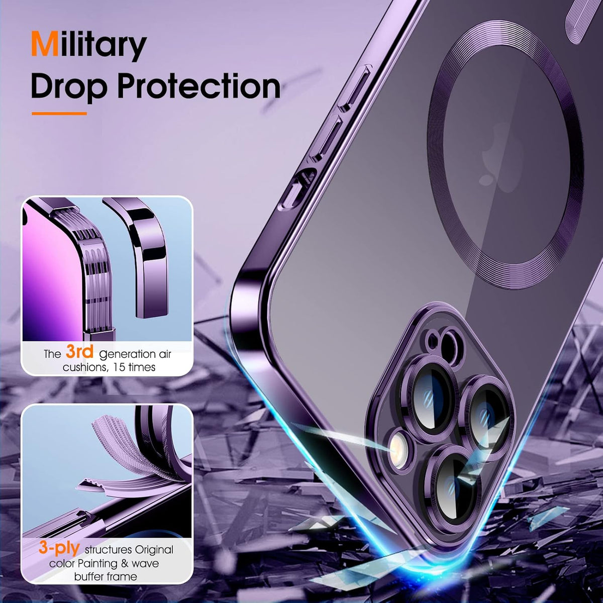 NWT ~ Clear Purple Magnetic iPhone 14 Pro Max Silicone Cover Slim Thin Case