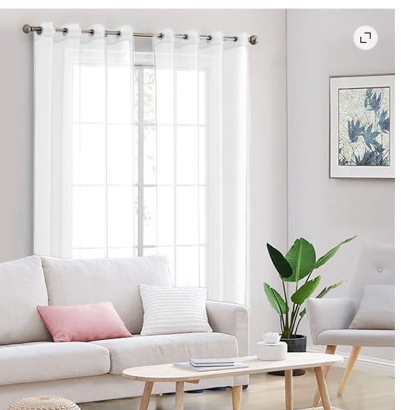 BRAND NEW ~ Sheer White Light Filtering Curtains Drapes 2 Panels ~ 52" x 84"