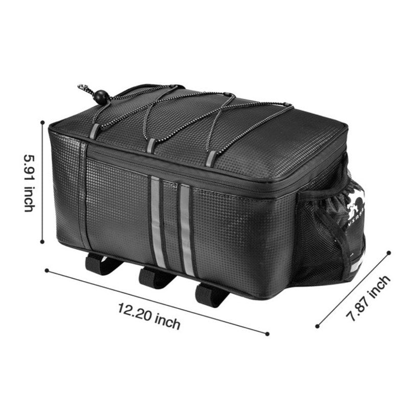 BRAND NEW ~ Waterproof Black 8L Rear Rack Cargo Cycling Bike Bag with Rain Cover