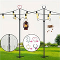 BRAND NEW ~ Set/2 ~ 11ft Outdoor Metal String Light Poles Patio Lighting & Hooks