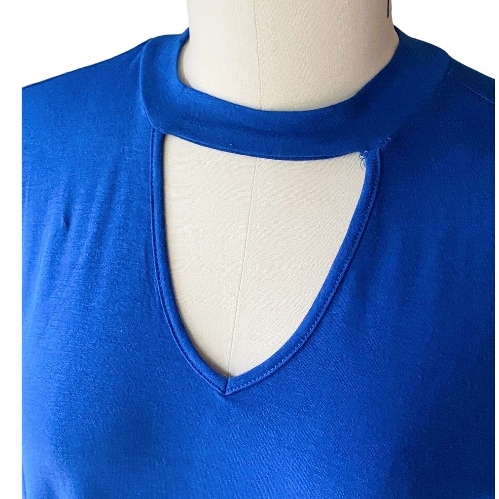 NWT ~ ZENANA PREMIUM Bright Royal Blue Carrigan Keyhole Pockets Tunic Dress ~ M