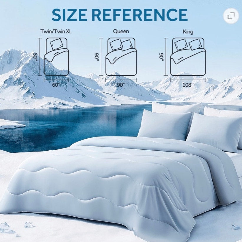 BRAND NEW ~ Blue QUEEN Size Cooling Double Sided Lightweight Blanket Comforter