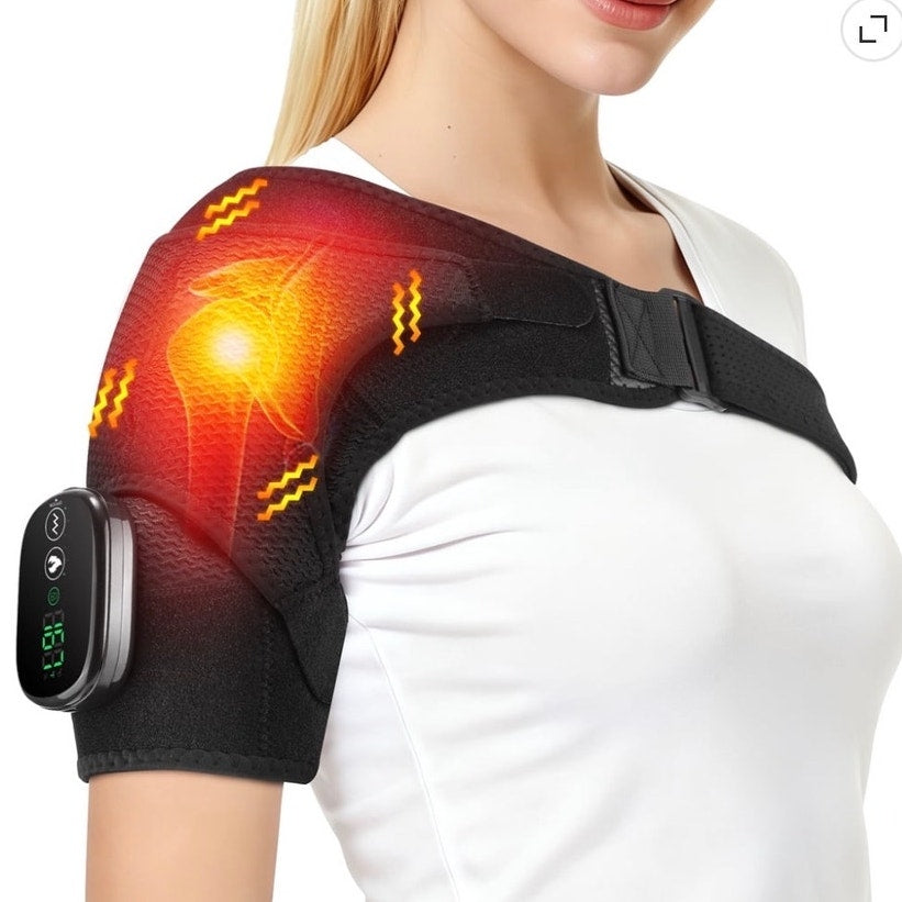BRAND NEW ~ Heated Massager Shoulder Brace Wrap ~ 3 Heat & Vibration Settings