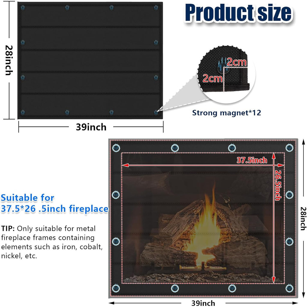 BRAND NEW ~ Magnetic Fireplace Blanket Heat Loss Draft Stopper ~ 39" x 28"