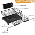 BRAND NEW Black Stainless Steel Rust Proof Expandable Capacity Dish Drying Rack