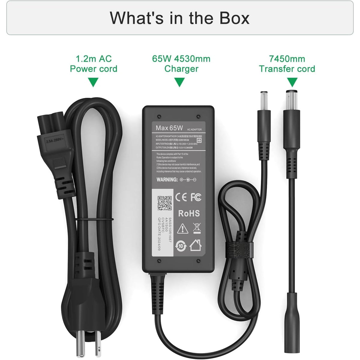 BRAND NEW ~ 65W Dell Laptop Charger AC Adapter for Inspiron & Vastro Series