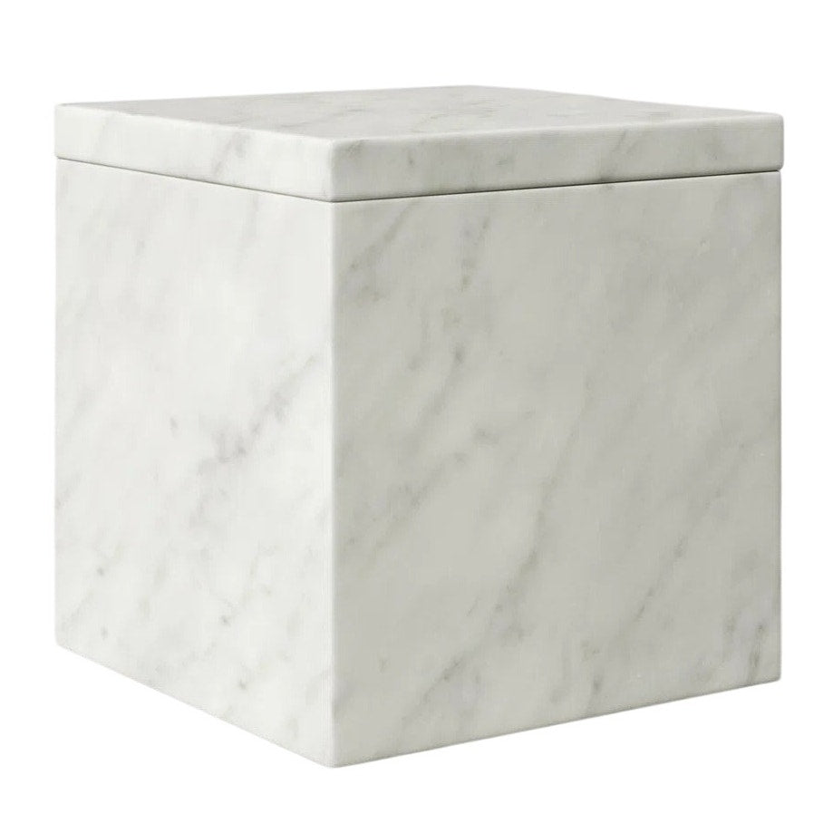 NWT ~ Marmol White & Gray Genuine Marble Bathroom Counter Storage Box with Lid