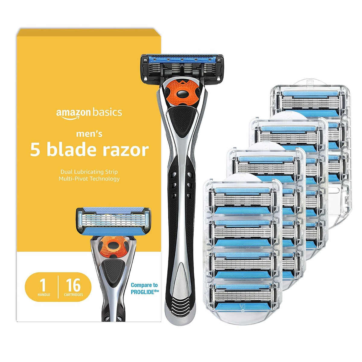 BRAND NEW Amazon Basics 5-Blade Motion Sphere Men's Razor with Dual Lubrication