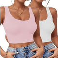 NWT ~ Set/2 Crop Sleeveless White & Light Pink Cotton Tank Tops ~ Women's SMALL