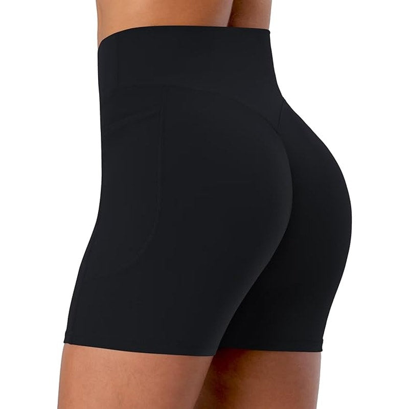 NWT ~ Women's Black Spandex Biker Yoga Pockets Shorts ~ Size SMALL
