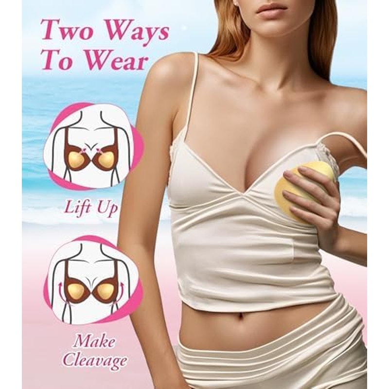 NWT ~ Push Up Double Sided Sticky Bra Inserts with Nipple Covers ~ 4.5" ~ MEDIUM