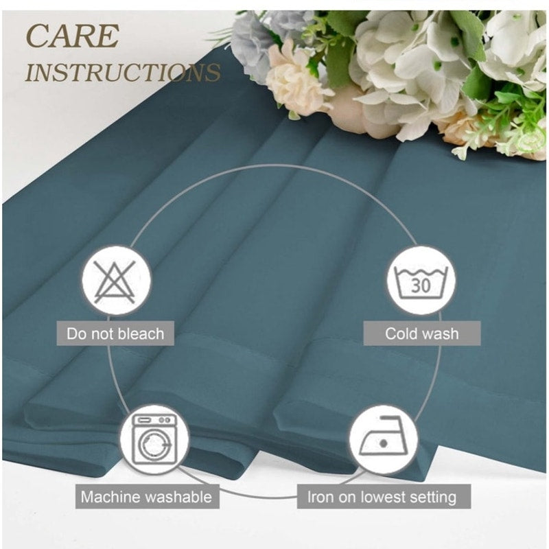 BRAND NEW ~ Set/2 Dusty Blue Sheer Curtain Valances with Rod Pockets ~ 42W x 14L