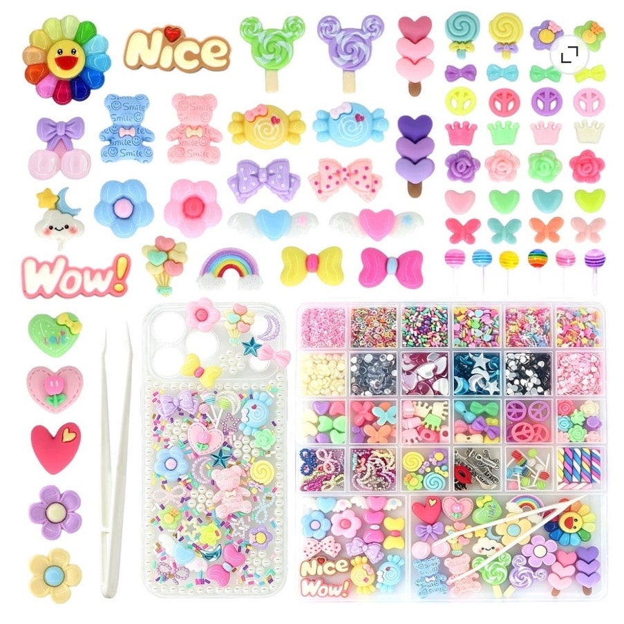 BRAND NEW ~ 3000pcs Assorted Charms Kawaii Bows Pearls Rhinestones Kit