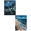 BRAND NEW ~ Set/2 Canvas DIY Paint By Numbers Kits ~ Beach & Night Moon 18"x22"