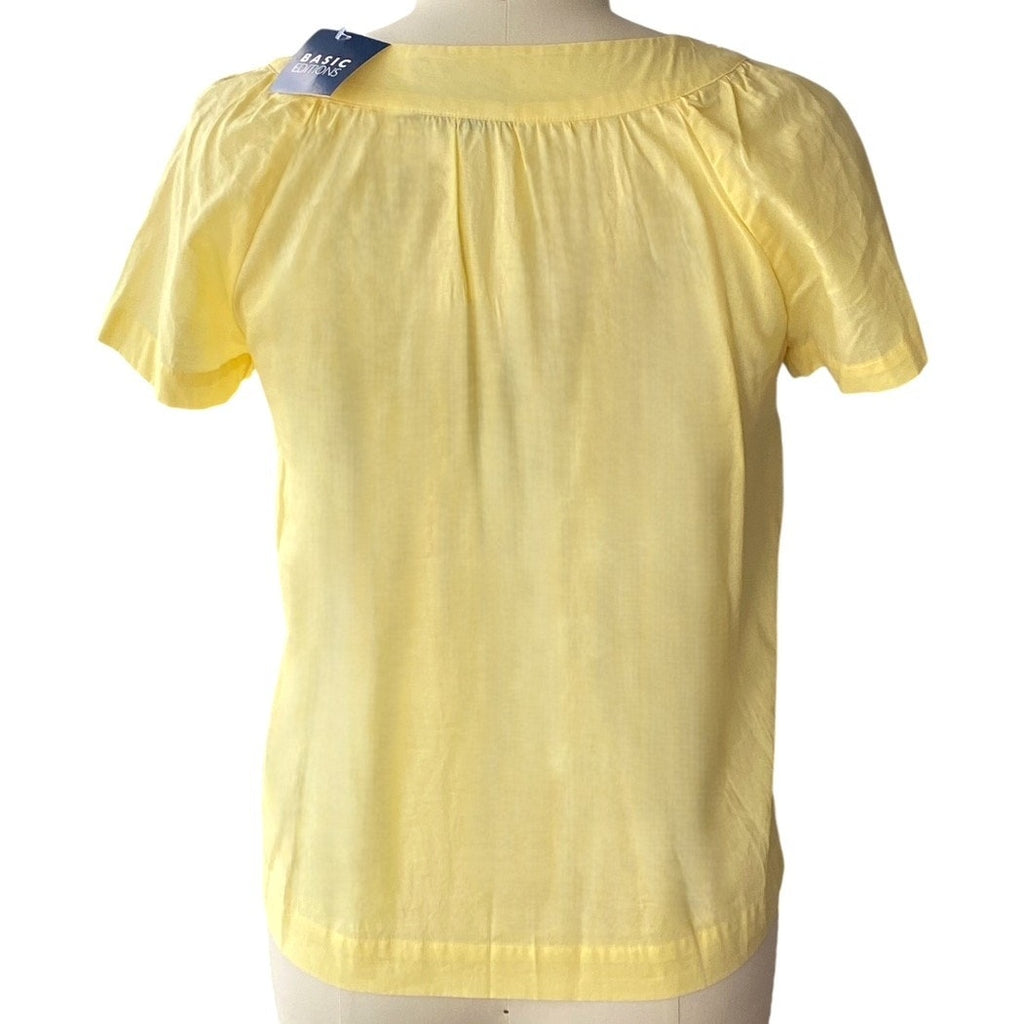 NWT ~ Yellow Embroidered Boho Square Neckline Bohemian Blouse ~ Women's LARGE