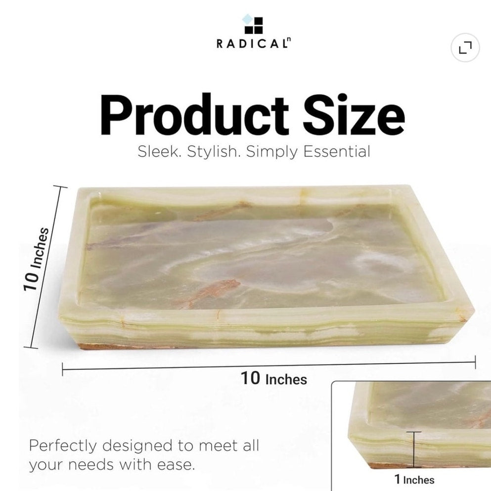 BRAND NEW ~ Green Onyx Marble 10" Square Serving Tray Coffee Table Platter Dish