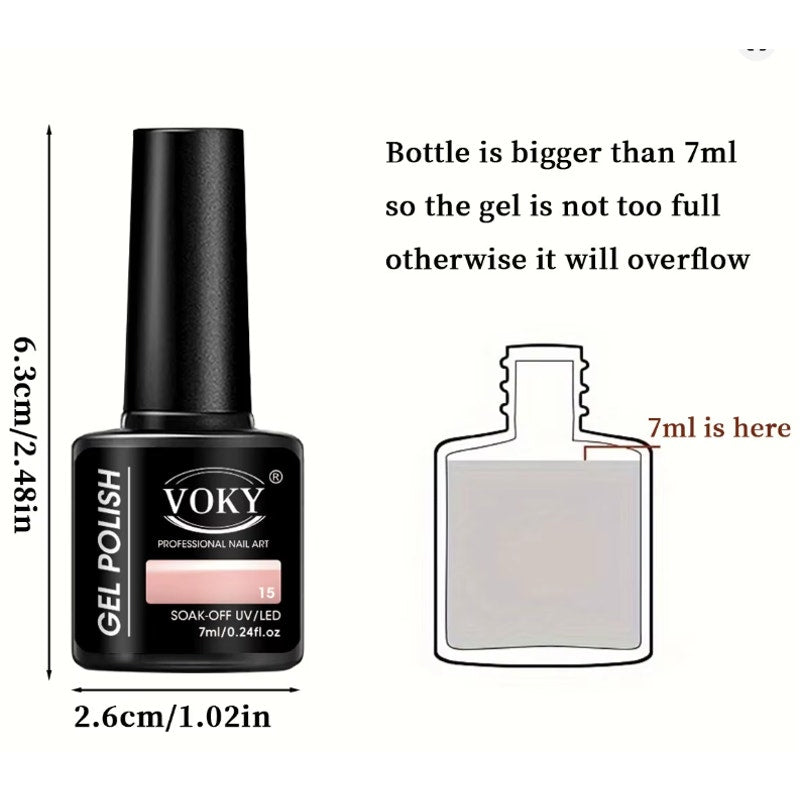 BRAND NEW ~ Set/6 Bottles Pink Shades of Voky Soak Off UV Gel Nail Polish