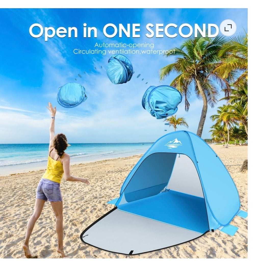 BRAND NEW ~ Sky Blue 1-2 Person Portable UV50+ Sun Shelter Pop-Up Beach Tent