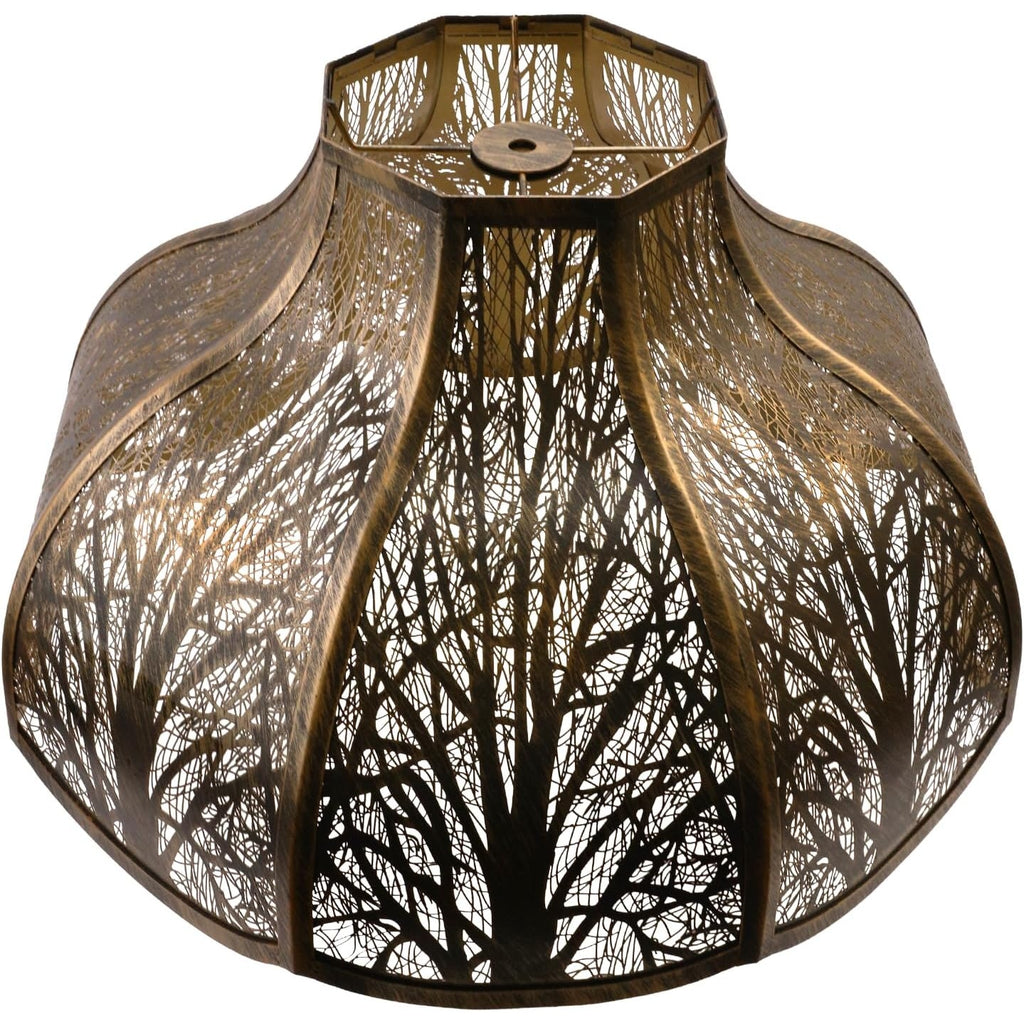 BRAND NEW ~ Large Intricate Etched Octagonal Antique Bronze Gold Metal Lampshade