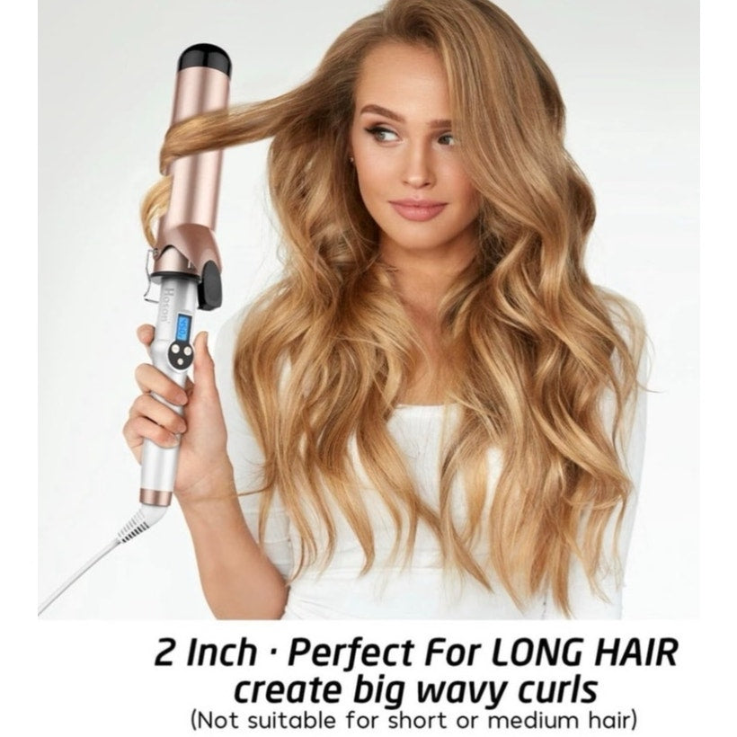 BRAND NEW ~ 2 Inch Large Barrel Dual Voltage LCD Display Curling Iron Wand