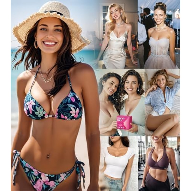 NWT ~ Push Up Double Sided Sticky Bra Inserts with Nipple Covers ~ 4.5" ~ MEDIUM