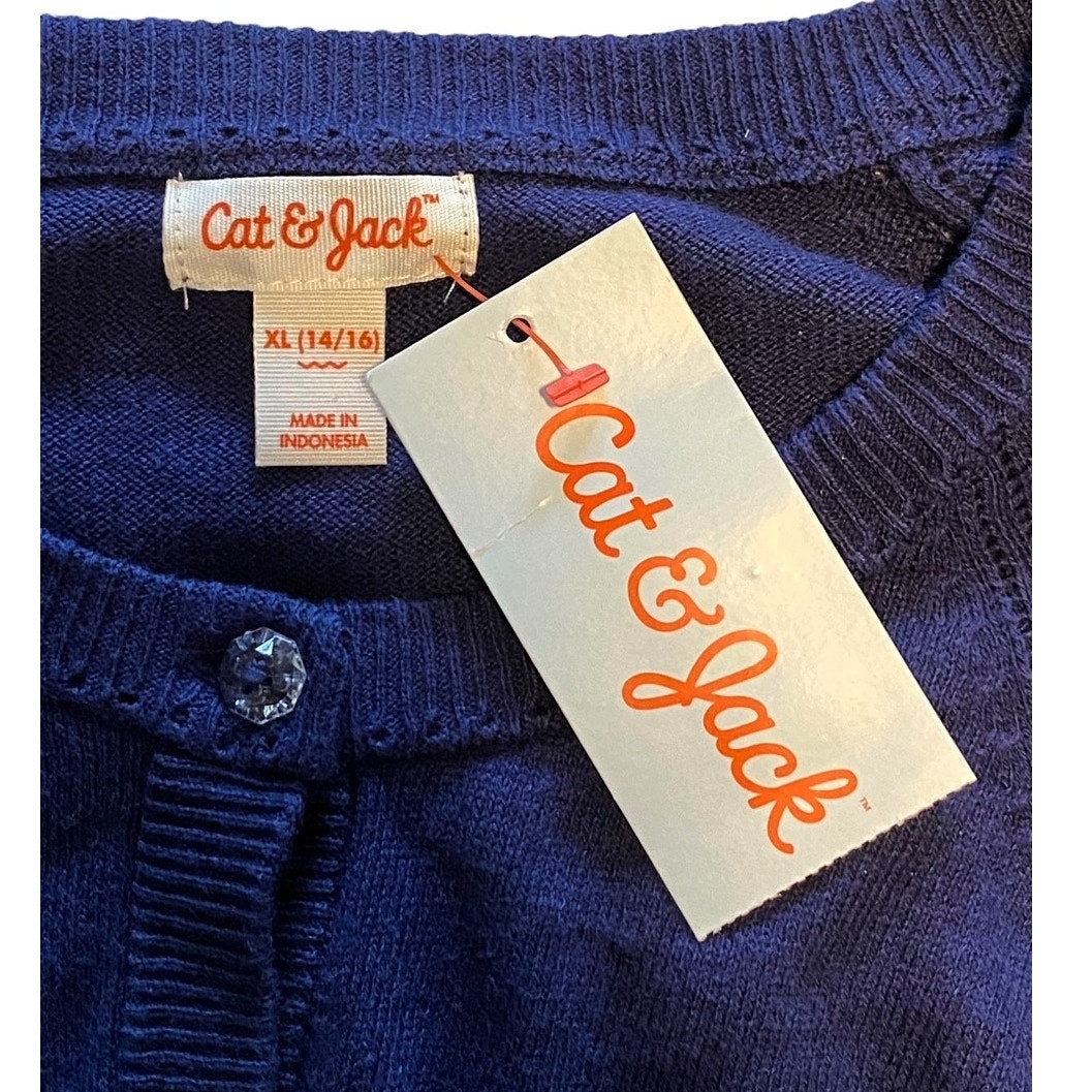 NWT ~ Classic Nightfall Blue Cotton Thin Clear Button Cardigan Sweater ~ Size XL