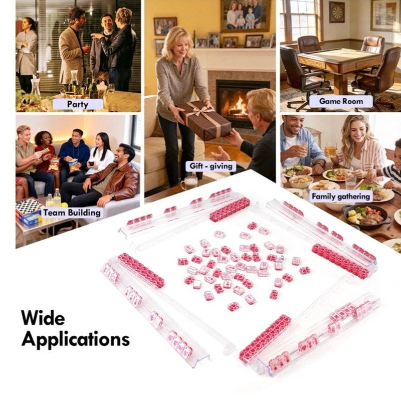 BRAND NEW ~ Set/4 All-in-One Clear Acrylic Mahjong Rack and Pusher Combo