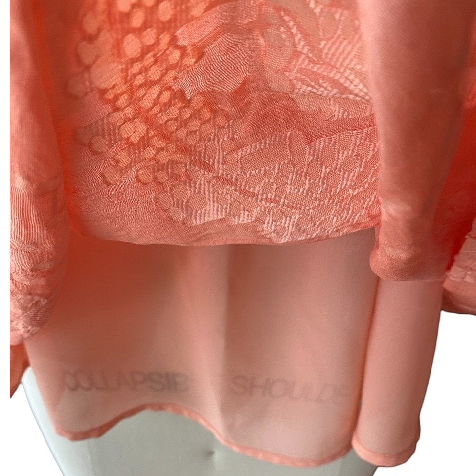 NWT ~ OPHELIA ROE Peach Orange Smocked Babydoll Boho Halter Top ~ Women's XL