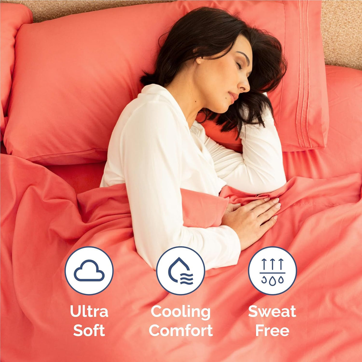 NWT ~ Coral Twin XL 3 Piece Bed Sheet Set ~ Super Soft Comfy Breathable Cooling
