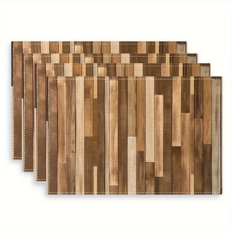 BRAND NEW ~ Set/4 Modern Farmhouse Wood Grain Table Placemats Kitchen Mats
