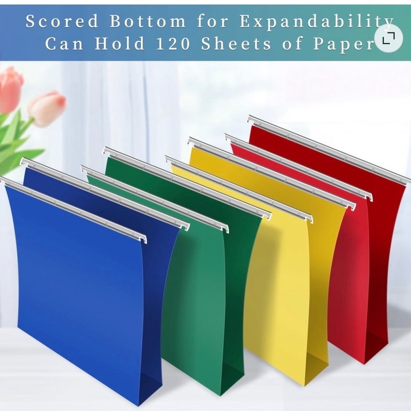 BRAND NEW ~ 20 Multicolor Heavy Duty Plastic Hanging File Folders & Metal Hook