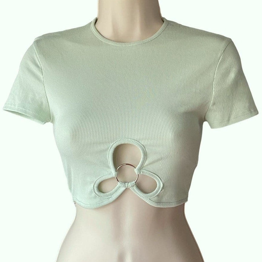 NWT ~ STREETWEAR SOCIETY Short Cropped Lime Green Ribbed Top ~ Women's SMALL