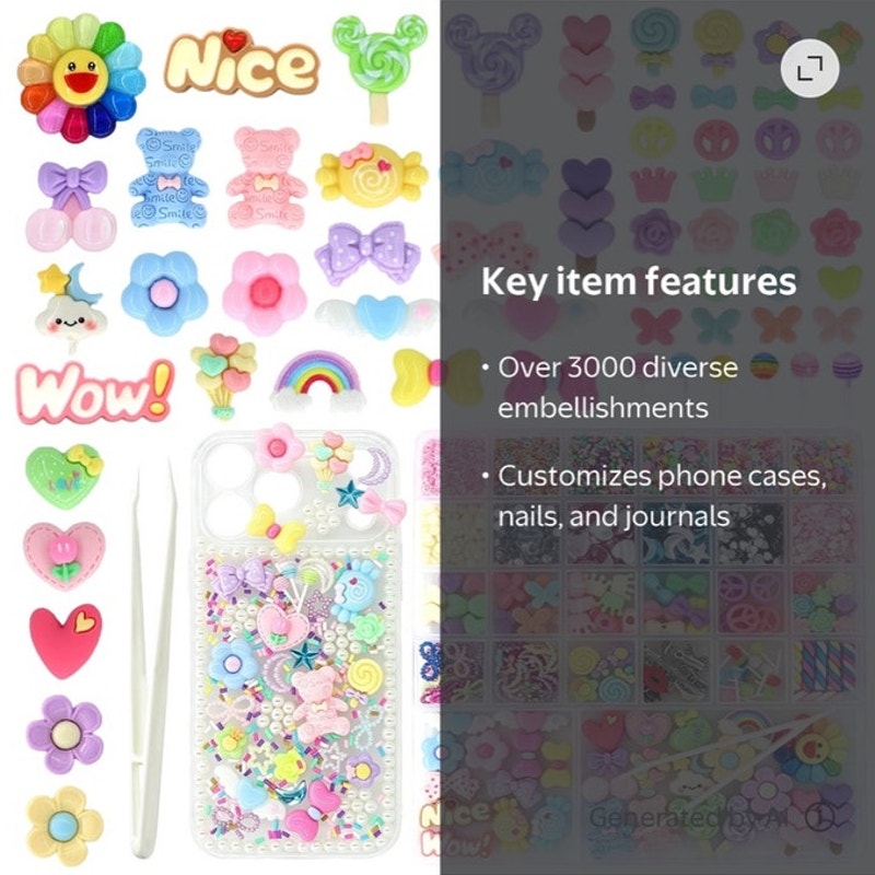 BRAND NEW ~ 3000pcs Assorted Charms Kawaii Bows Pearls Rhinestones Kit